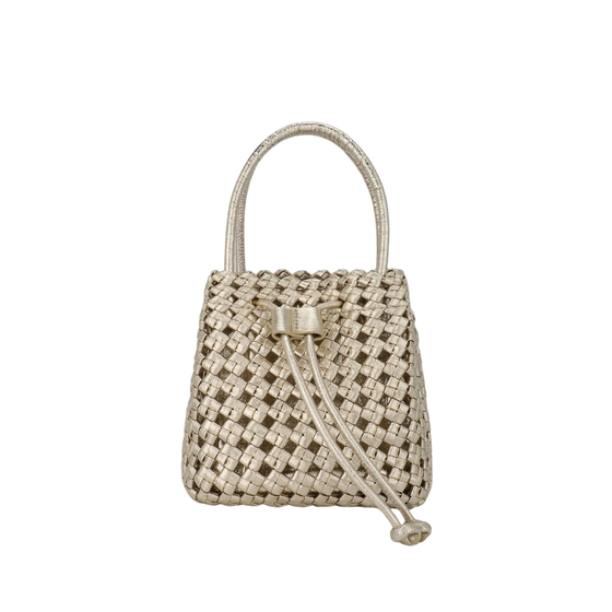 Perrie Bucket Mini Woven Sqaure Platinum