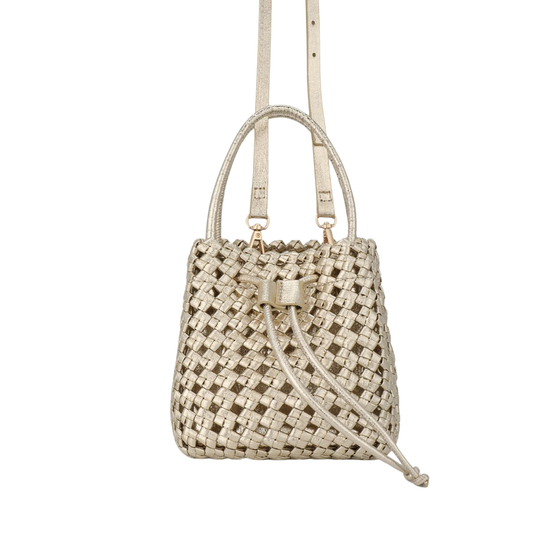 Perrie Bucket Mini Woven Sqaure Platinum