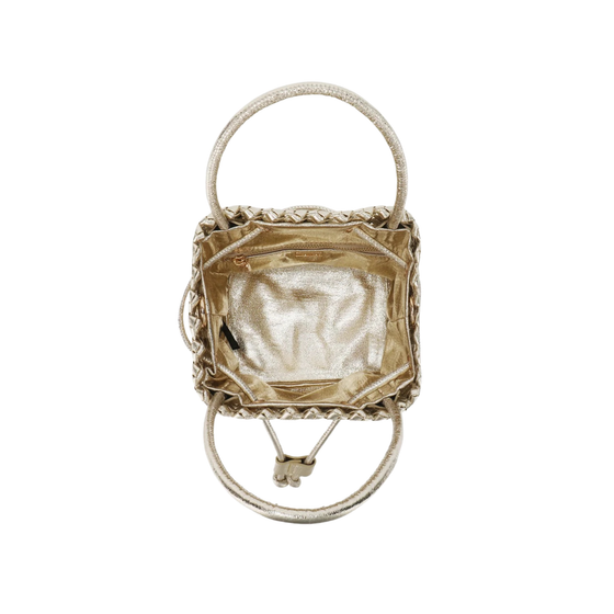 Perrie Bucket Mini Woven Sqaure Platinum