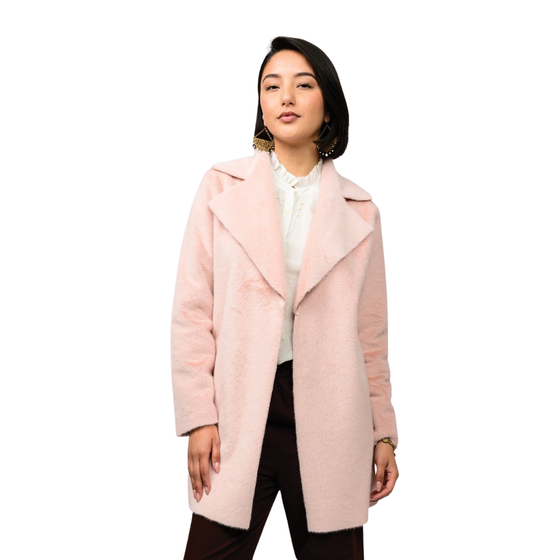 Pink Faux Fur and Suede Coat