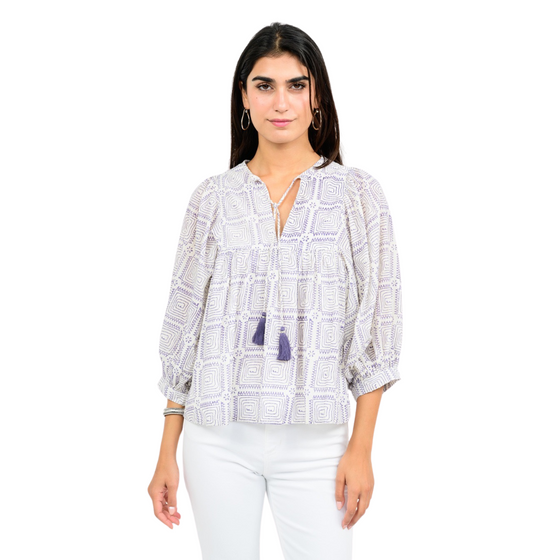 Maze Block Print Top