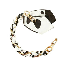  Gemelli - Gold Phone Chain with Scarf Black and White- Short: Black