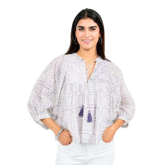 Maze Block Print Top