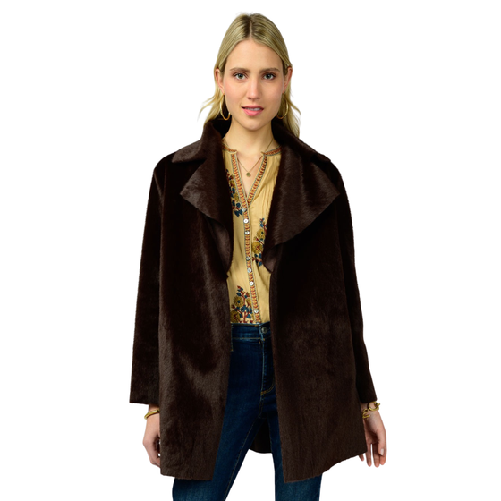 Chocolate Faux Fur and Suede Coat