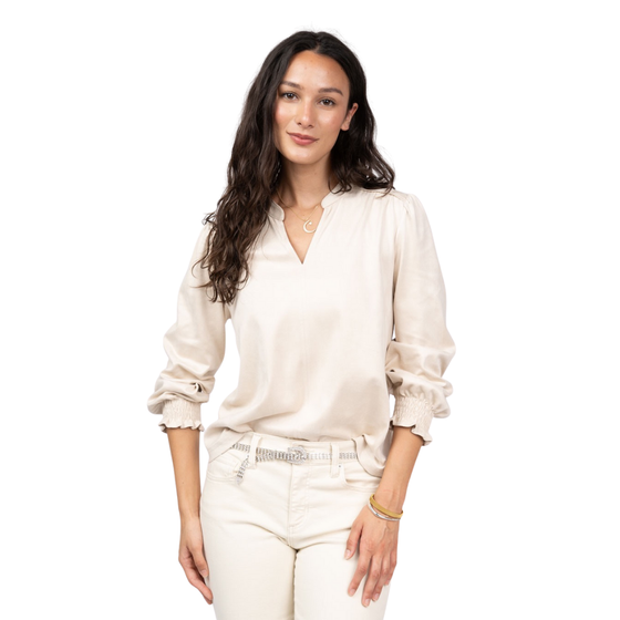Meg Ivory Long Sleeve Suede Top