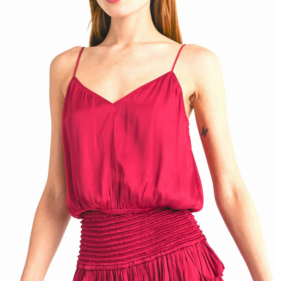 Silky Amore Top in Deep Red