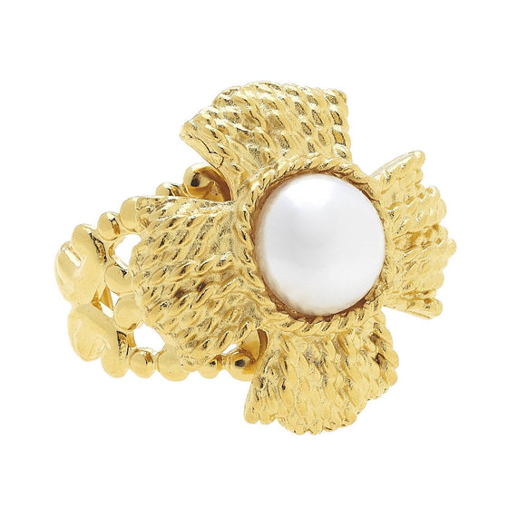 Handcast Gold Pearl Adjustable Ring
